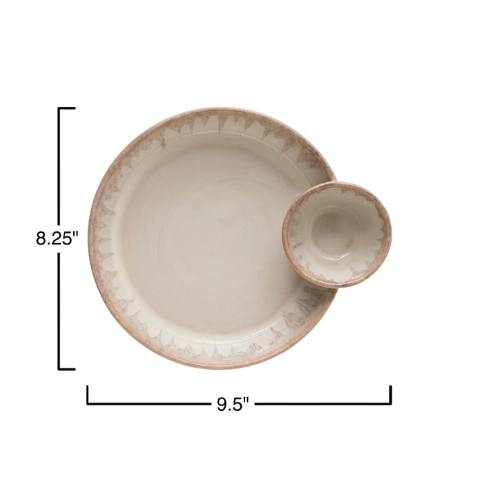 Reactive Glaze Stoneware Serving Dish with Sections