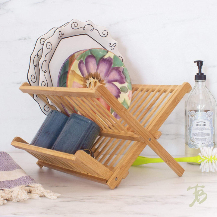 Totally Bamboo Compact Collapsible Bamboo Dish Drying Rack