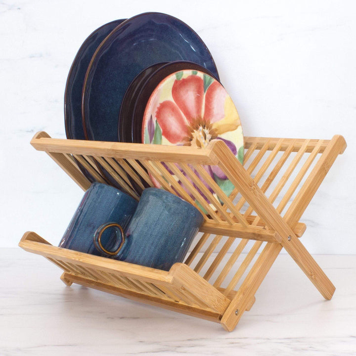 Totally Bamboo Compact Collapsible Bamboo Dish Drying Rack