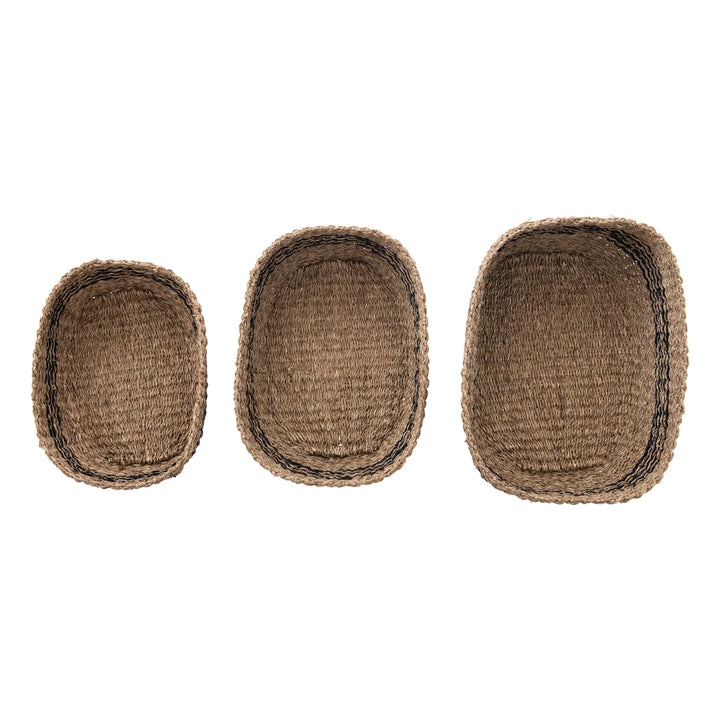 Handwoven Sea Grass Baskets with Black Stripes