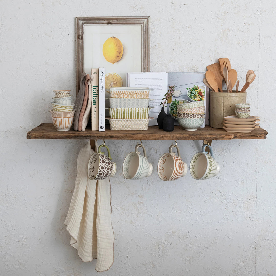 Hand-Painted Stoneware Measuring Cups w/ Patterns, Multi Color, Set of 4