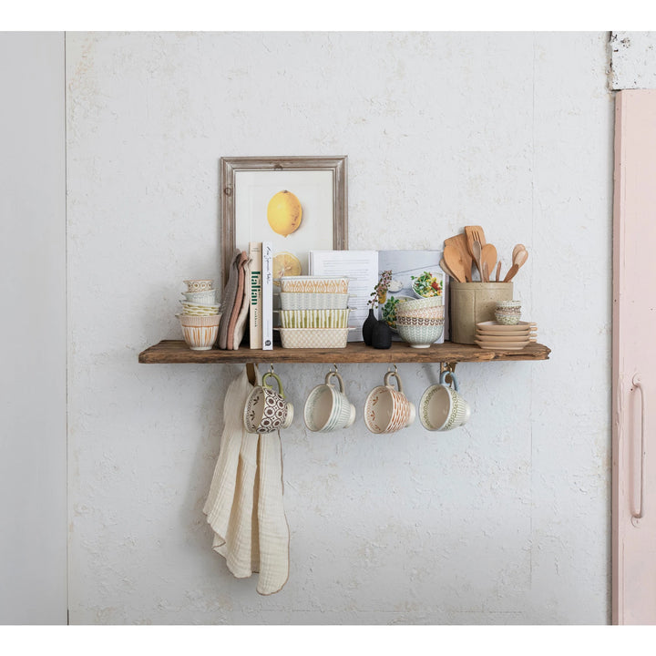 Hand-Painted Stoneware Measuring Cups w/ Patterns, Multi Color, Set of 4