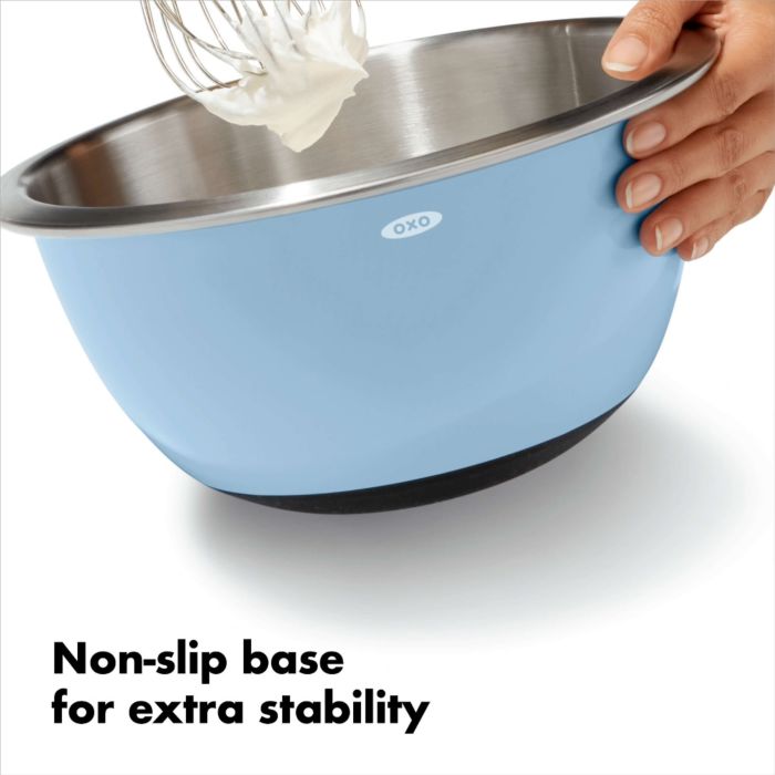 OXO 3-Piece Stainless Steel Mixing Bowl Set - Blue/Gray