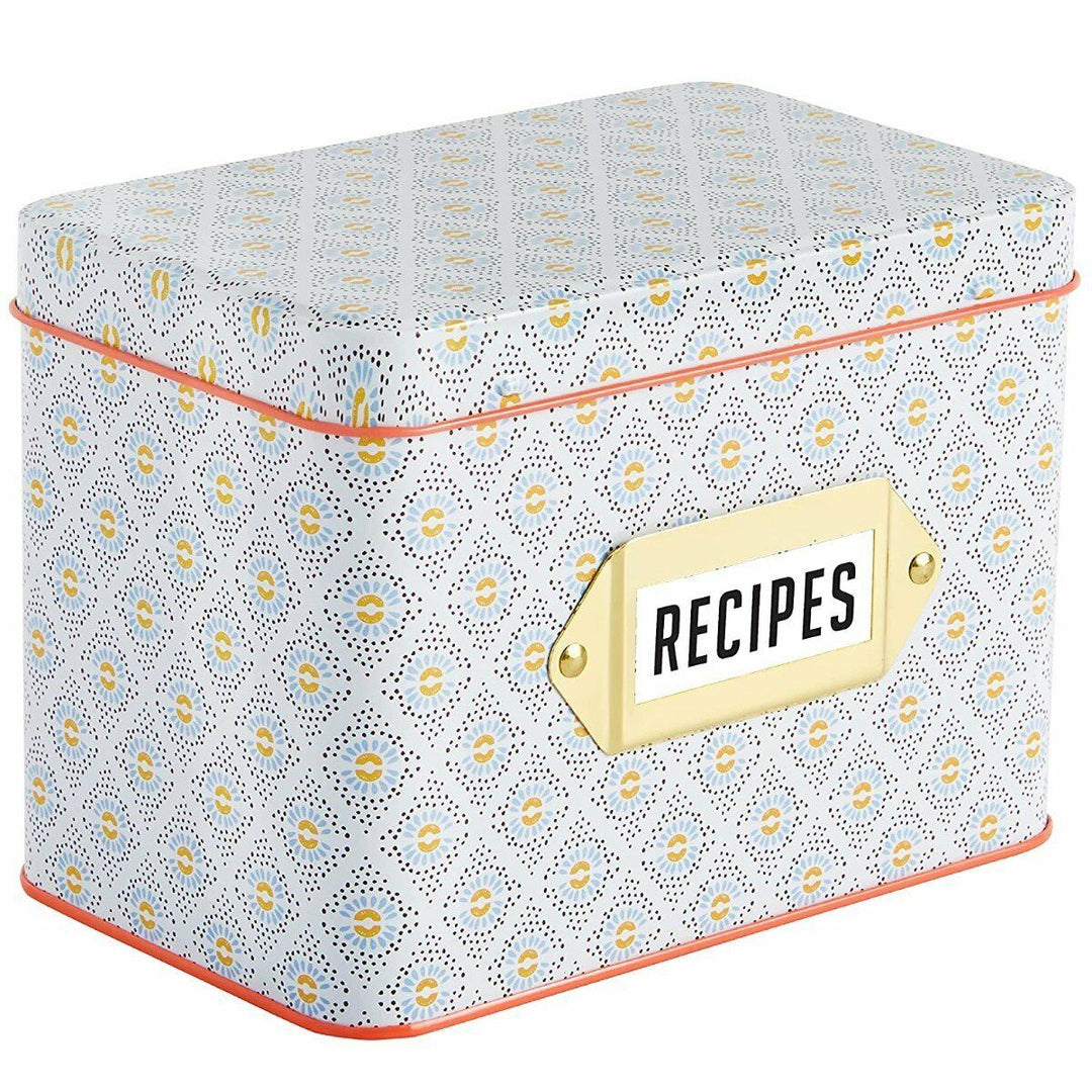 CR Gibson Bloom Tin Recipe Box