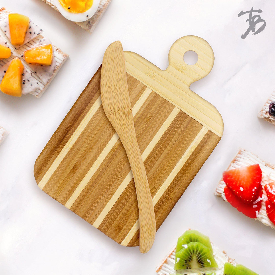 Totally Bamboo Striped Paddle Serving & Cutting Board with Spreader