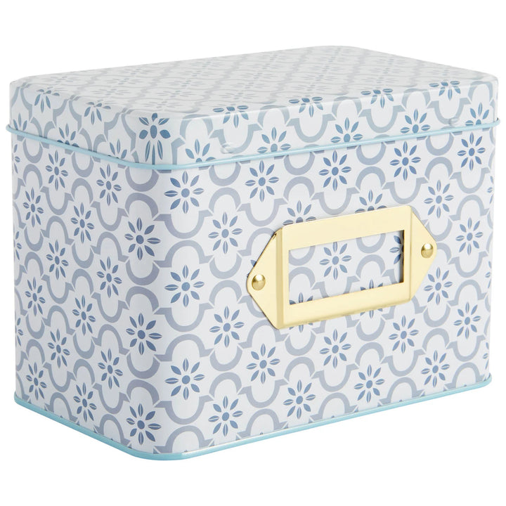 CR Gibson True Blue Tin Recipe Box