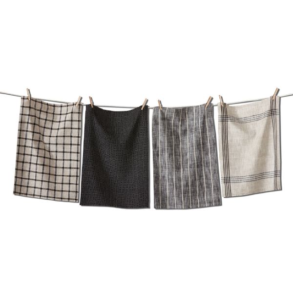 Black Multi Canyon Woven Dishtowel Set Of 4