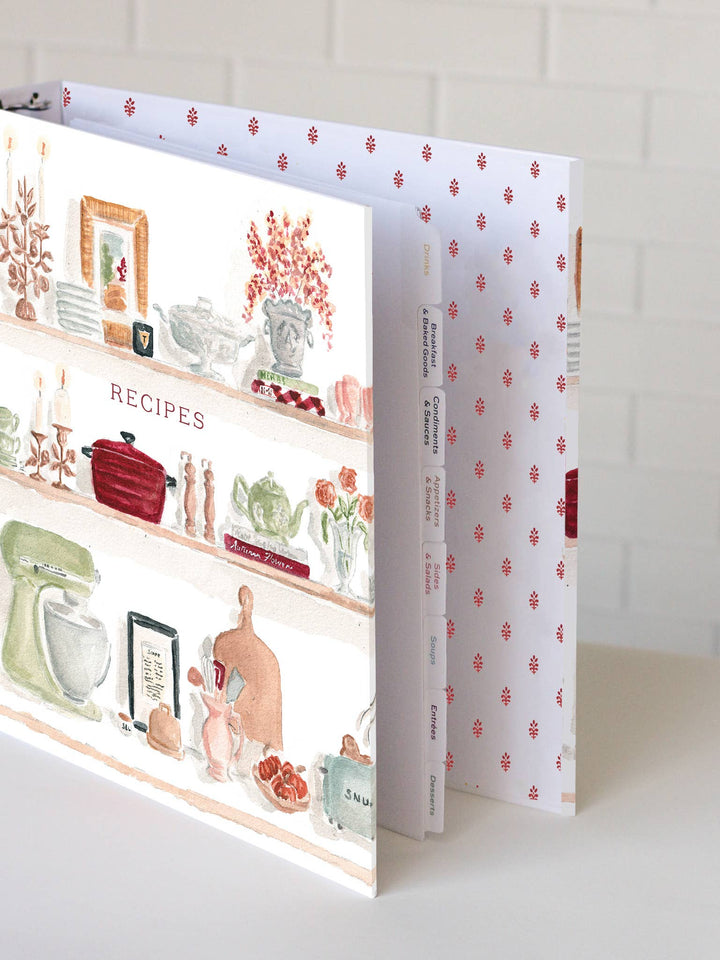 Autumn Kitchen Shelves 3-Ring Recipe Binder