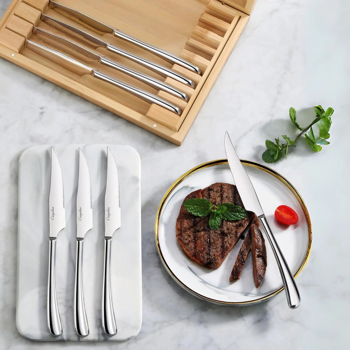 Cangshan 8-Piece Forged Steak Knife Set, 420 Stainless Steel in Bamboo Storage Box