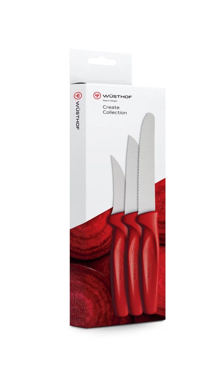 Wüsthof Create Collection 3-Piece Paring Knife Set, Red
