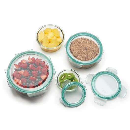 8 Piece Smart Seal Glass Round Container Set