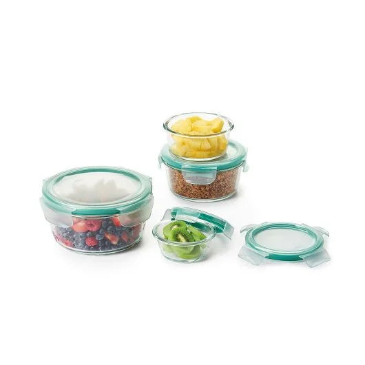 8 Piece Smart Seal Glass Round Container Set