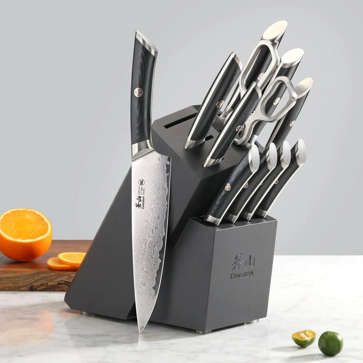 Kuro Series 12 Piece Knife Block Set, Gray Block
