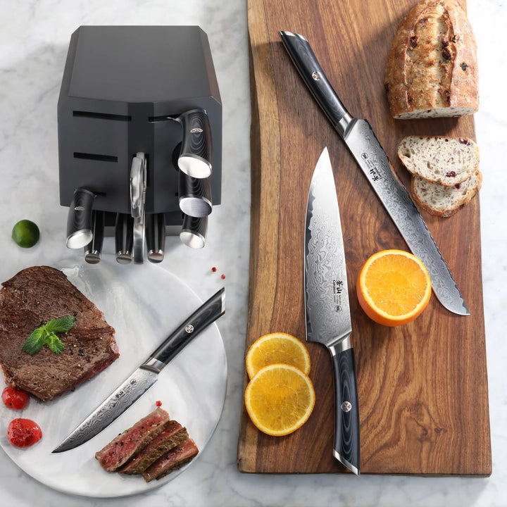 Kuro Series 12 Piece Knife Block Set, Gray Block