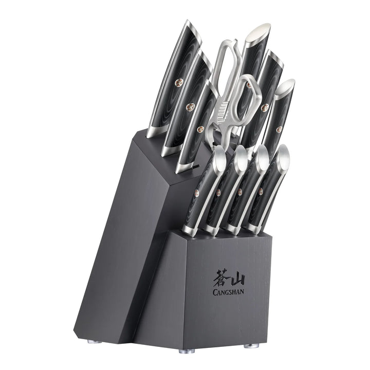 Kuro Series 12 Piece Knife Block Set, Gray Block