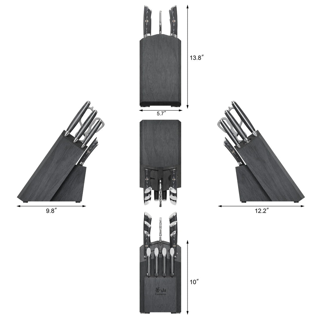 Kuro Series 12 Piece Knife Block Set, Gray Block