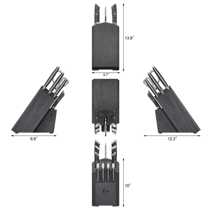 Kuro Series 12 Piece Knife Block Set, Gray Block