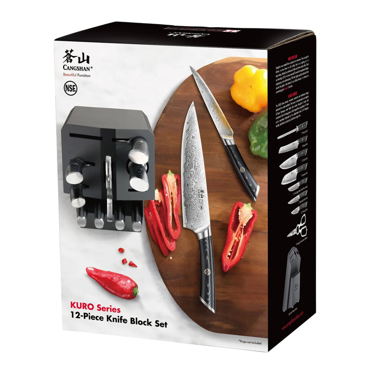 Kuro Series 12 Piece Knife Block Set, Gray Block