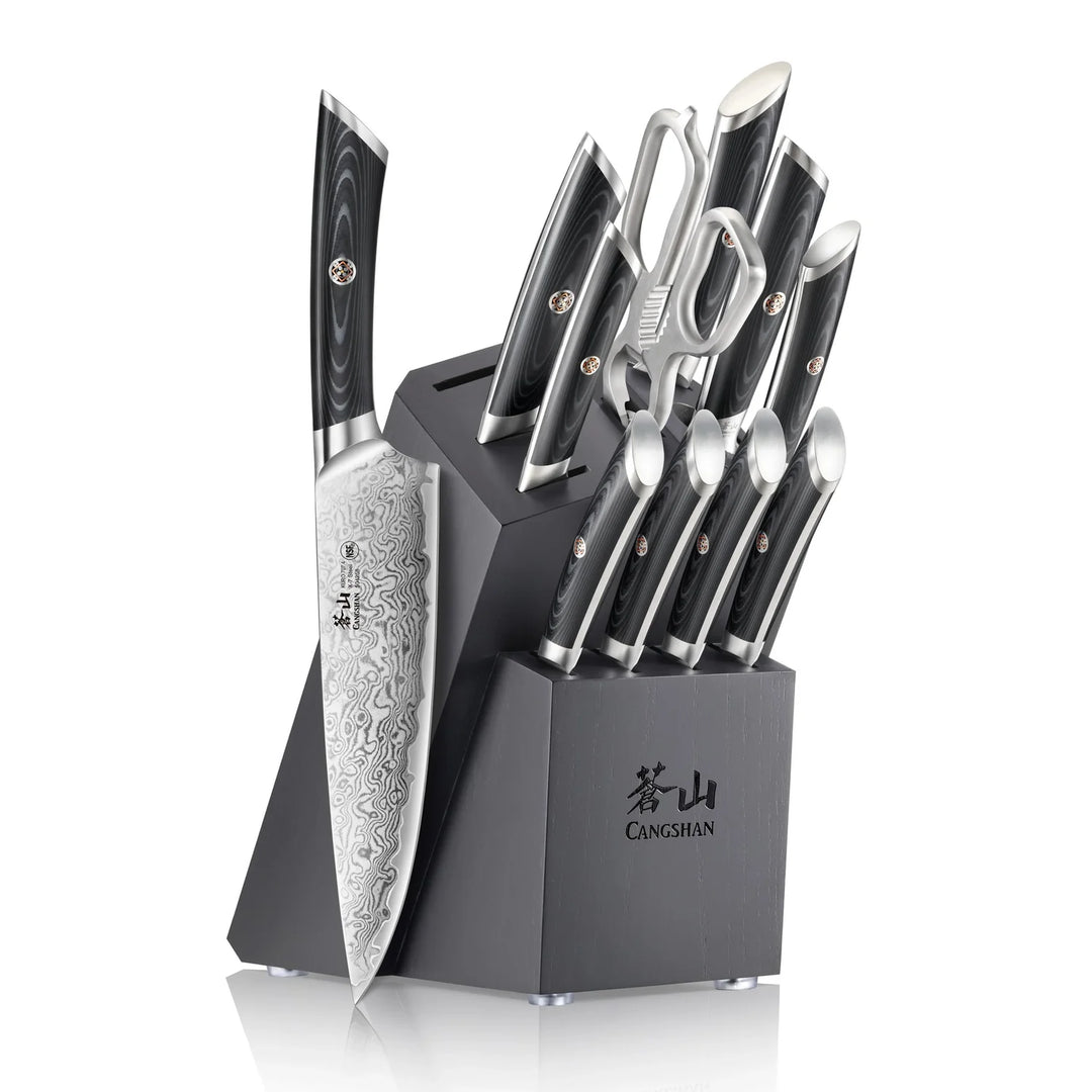 Kuro Series 12 Piece Knife Block Set, Gray Block
