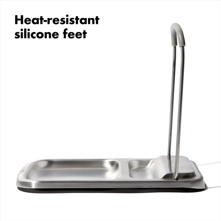 Stainless Steel Spoon Rest with Lid Holder