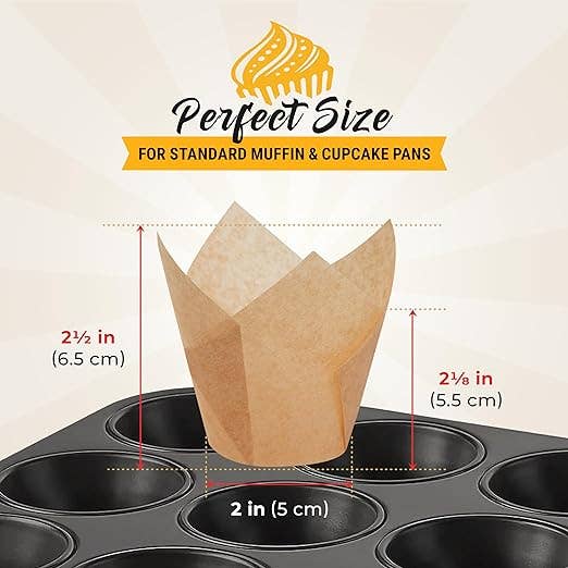 Baker's Signature Natural Brown Tulip Cupcake Liners, 150 Count