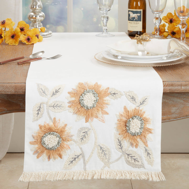 Enchanting Sunflower Embroidered Table Runner