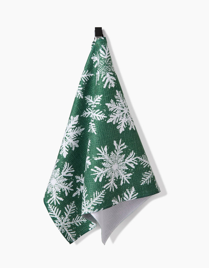 Snowy Days Green Kitchen Tea Towel