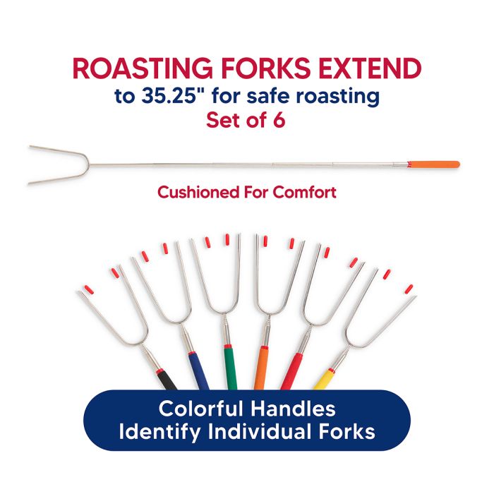 Telescoping Roasting Forks, Set of 6
