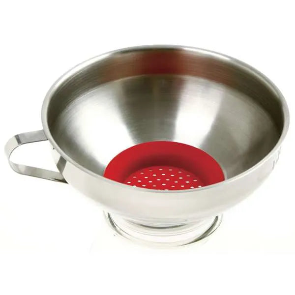 Stainless Steel Wide Mouth Funnel with Silicone Strainer