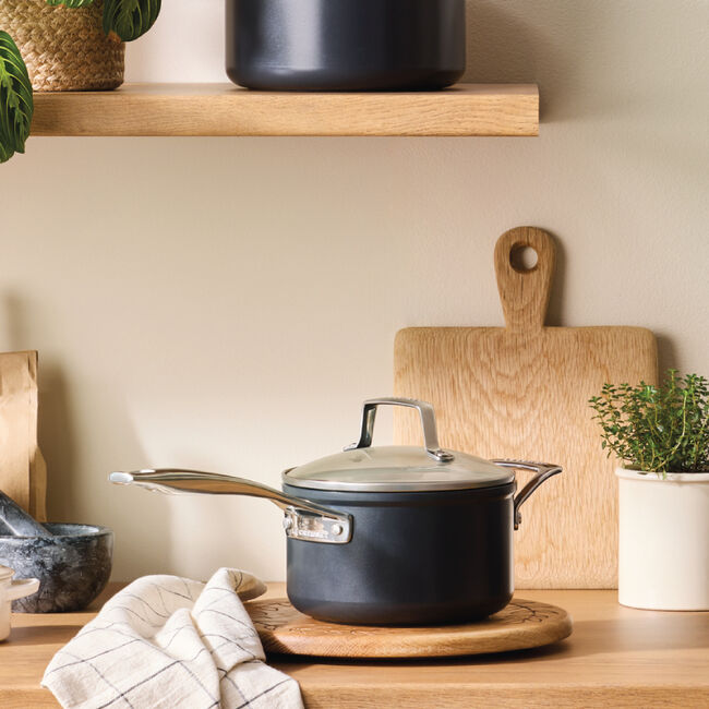 Essential Non-Stick Ceramic 3qt Saucepan with Glass Lid