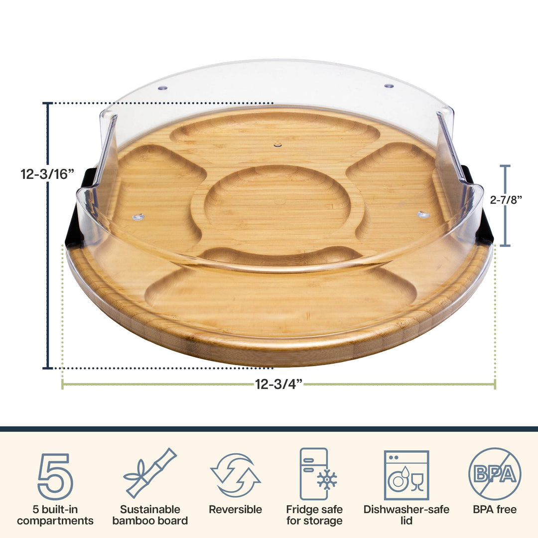 Flip, Serve & Store™ Round Charcuterie Board w/ Locking Lid