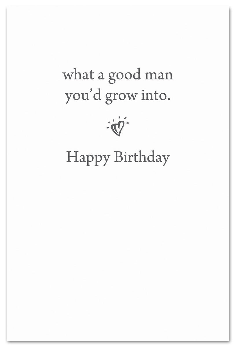 Boy Mowing Grass Son Birthday Card