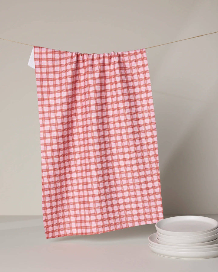 Cupids Plaid Tea Towel