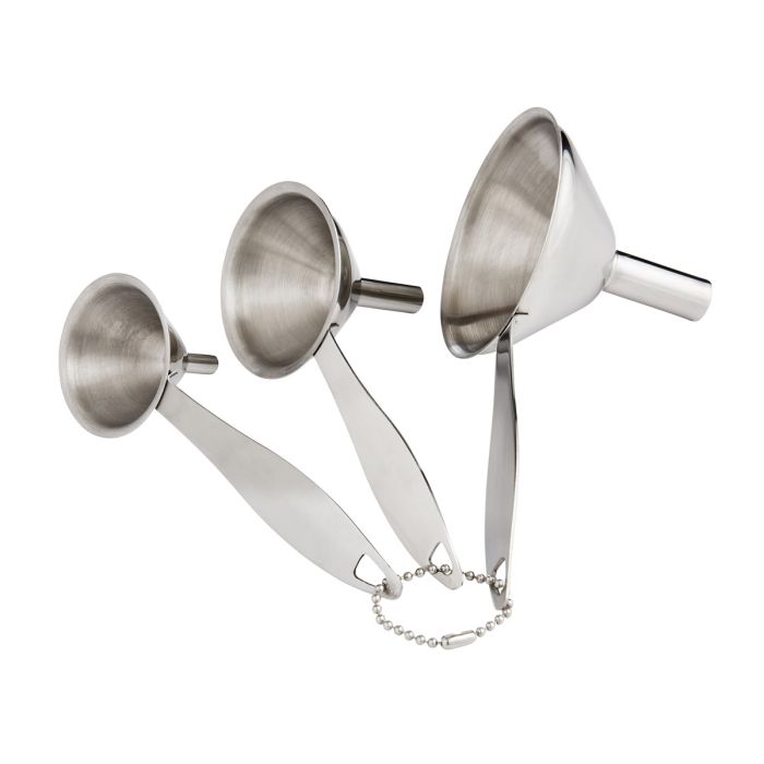 Stainless Steel Condiment Funnels with Handles, Set of 3