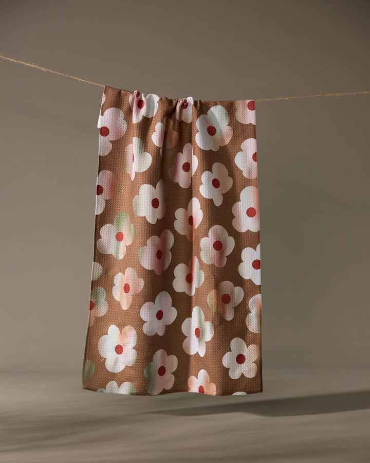 Brushed Bouquet Brown Kitchen Tea Towel