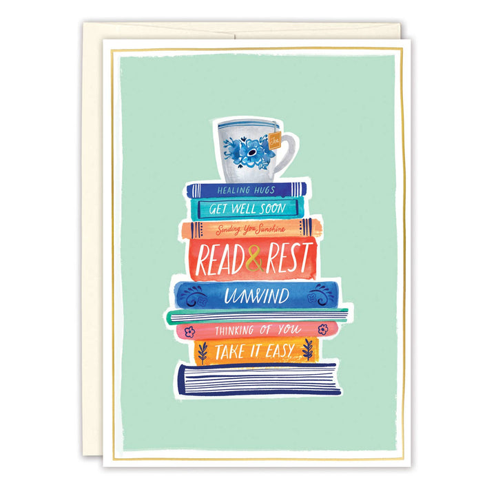 Book Stack Get Well Card