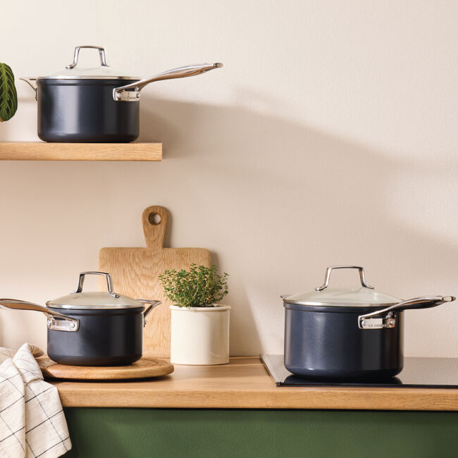 Essential Non-Stick Ceramic 3qt Saucepan with Glass Lid
