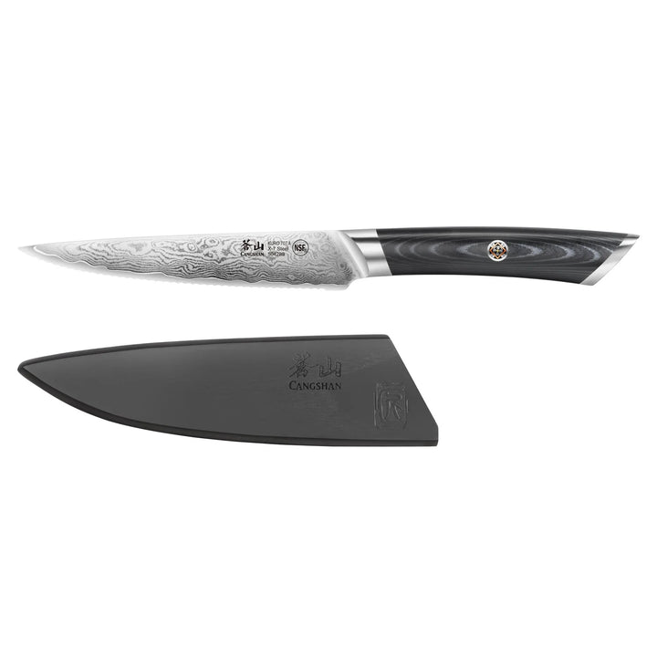 Kuro Series 5" Serrated Utility Knife with Sheath