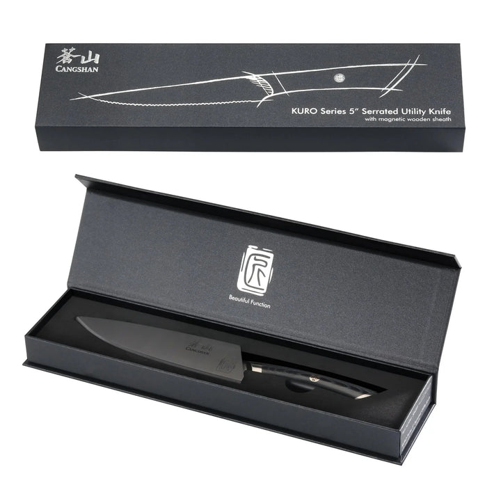 Kuro Series 5" Serrated Utility Knife with Sheath