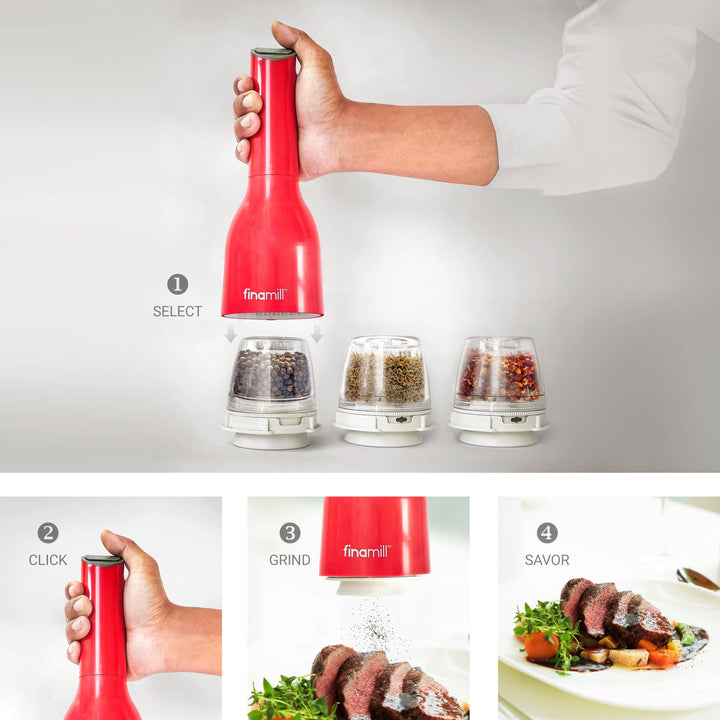 FinaMill Classic Battery Spice Grinder - 1 Everyday Pod, 1 Pepper Pod