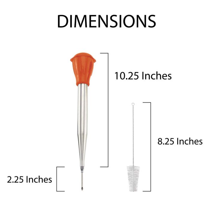 3-Piece Stainless Steel Baster Set with Brush and Needle, 2oz