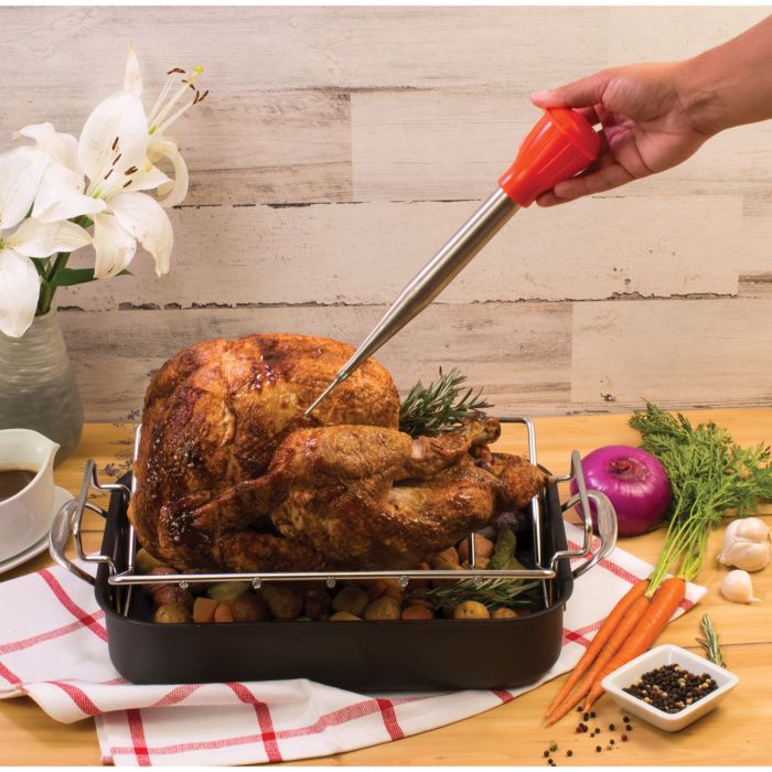 3-Piece Stainless Steel Baster Set with Brush and Needle, 2oz