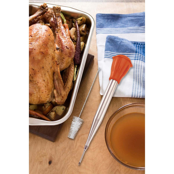3-Piece Stainless Steel Baster Set with Brush and Needle, 2oz