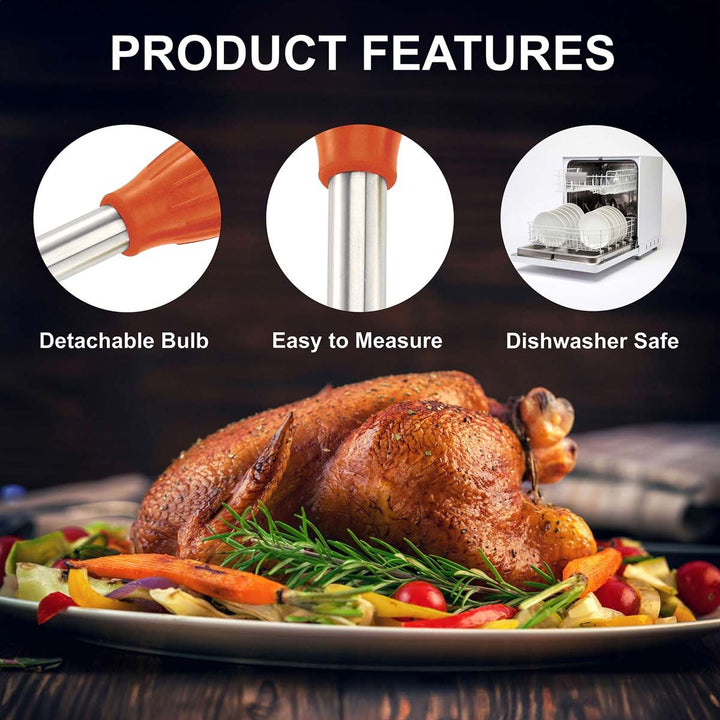 3-Piece Stainless Steel Baster Set with Brush and Needle, 2oz