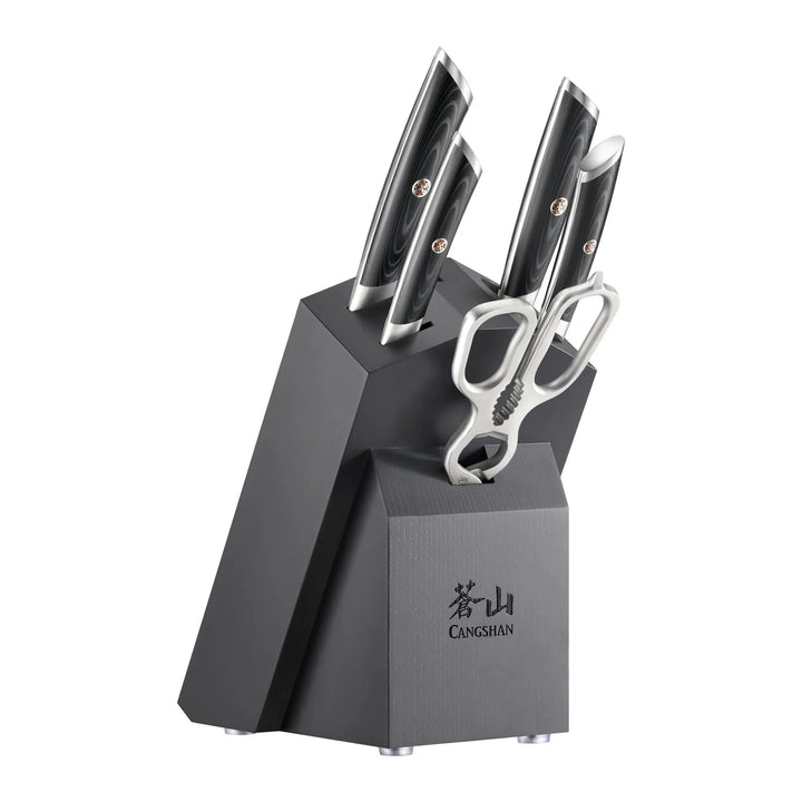 Kuro Series 6 Piece Knife Block Set, Gray Block