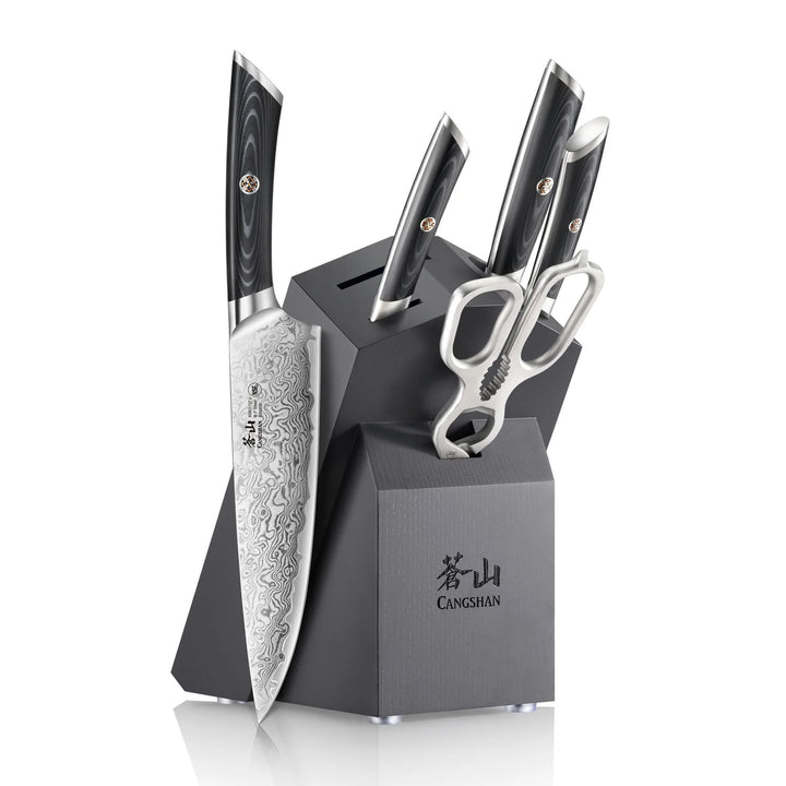 Kuro Series 6 Piece Knife Block Set, Gray Block