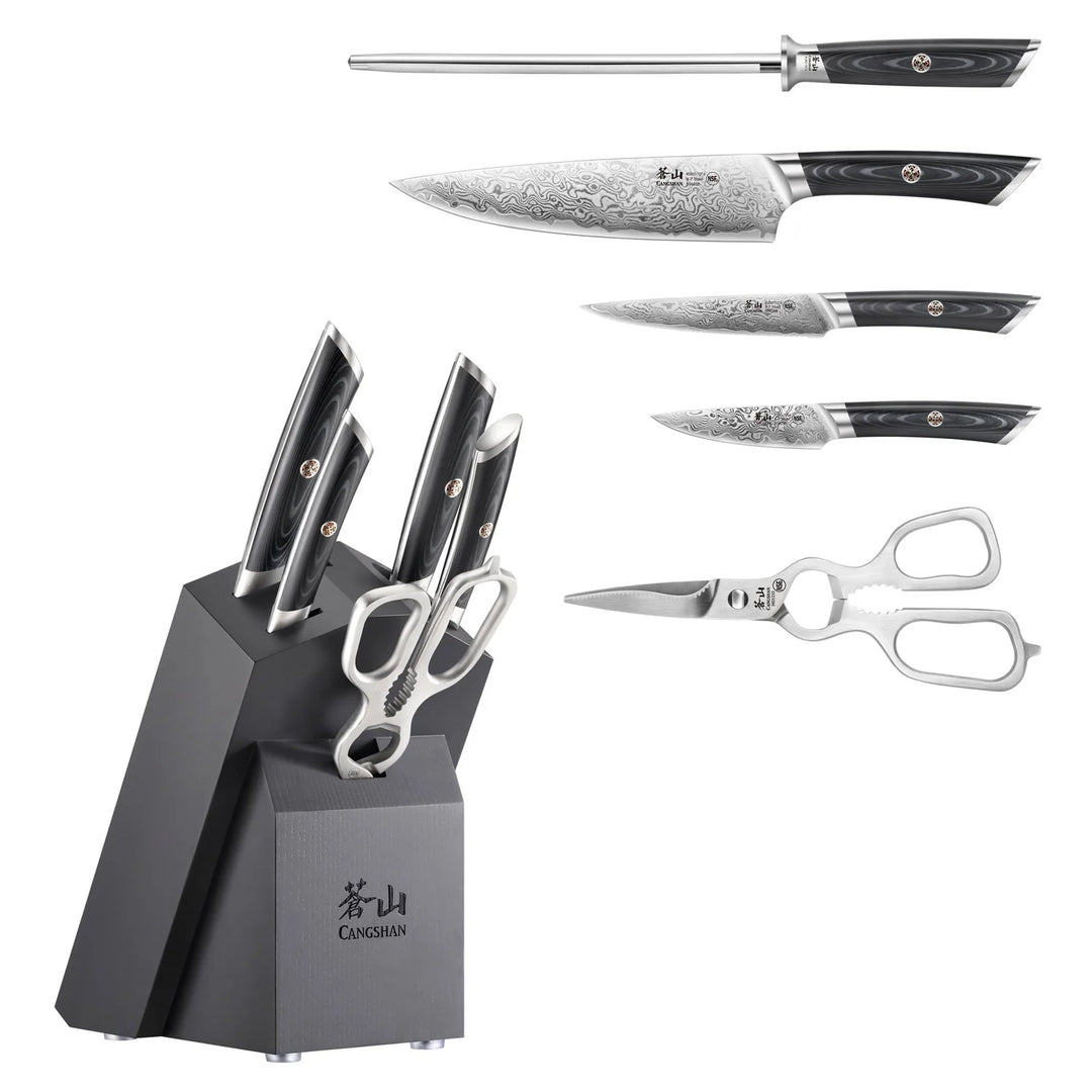 Kuro Series 6 Piece Knife Block Set, Gray Block