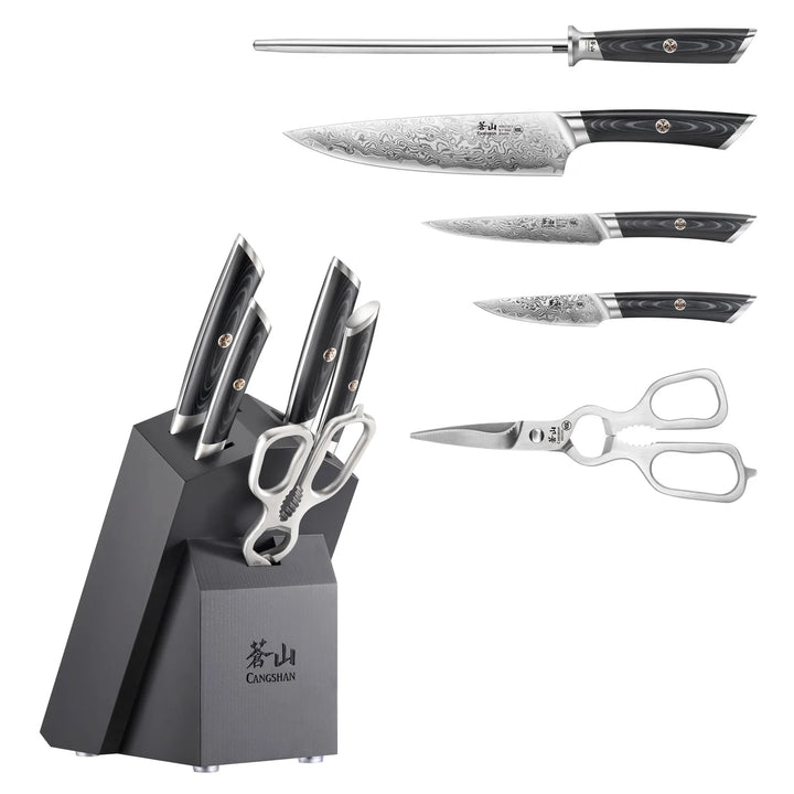 Kuro Series 6 Piece Knife Block Set, Gray Block