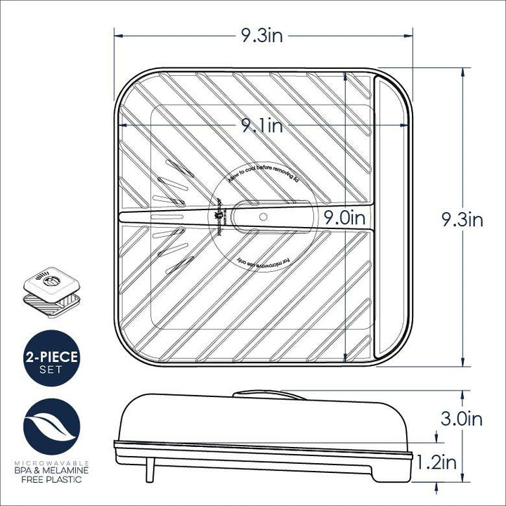 Microware Medium Slanted Bacon Tray with Lid
