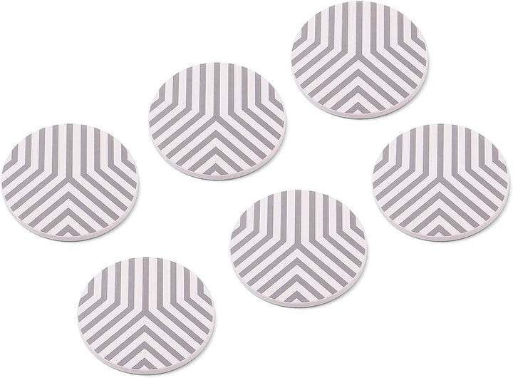 Fox Run Absorbent Ceramic Stone Coasters, Set of 6, 4-Inch Diameter, White